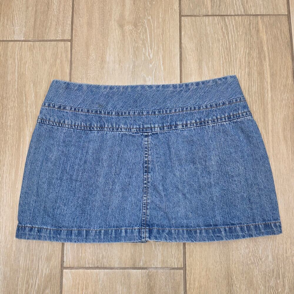 Y2K Denim Mini Skirt Womens Small Zip Front Cargo Pockets 90s Blue Jean - Picture 7 of 11